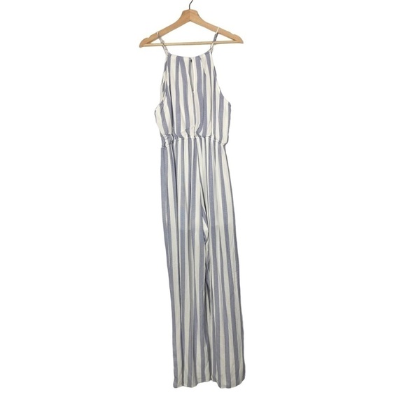 Staccato Blue Hey Sailor Stripe Wide Leg Jumpsuit L - Picture 4 of 6